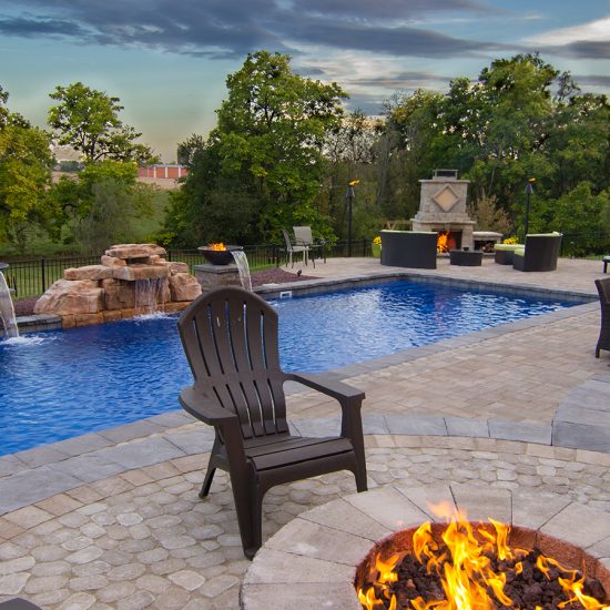 pool with outdoor fireplace 1